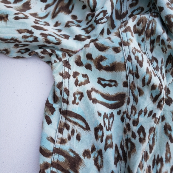 Laurèl by Escada Vintage 90s/00 Velvet/Brushed Blue Leopard Print Jacket Size 42 - Picture 10 of 15